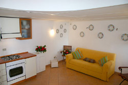 The kitchen of Il Principe apartment on the Amalfi Coast