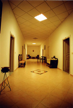 The corridor to reach the rooms